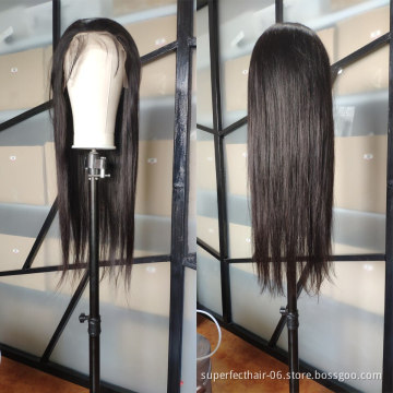100% Peruvian Human Hair 13*6 Lace Front Wig For Black Women Overnight Delivery 150% Density Silk Straight Human Hair Lace Wig
